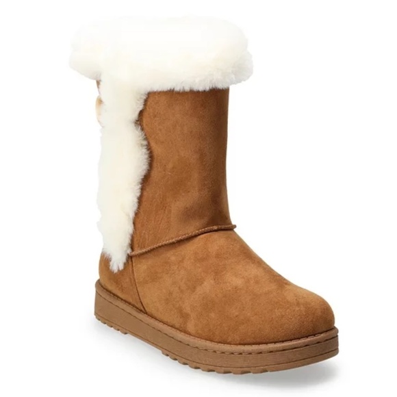 New SO Women's Chestnut Faux Fur Winter Boots - Picture 1 of 11